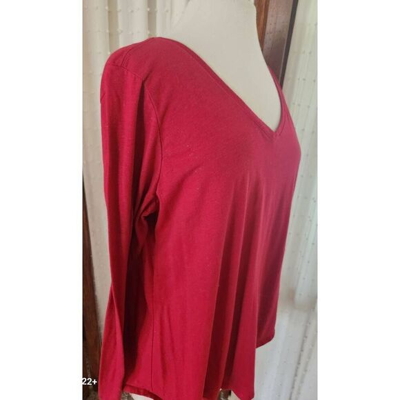 T80 Sonoma Good For Life red long sleeve everyday tee with silver sparkles - Picture 6 of 8